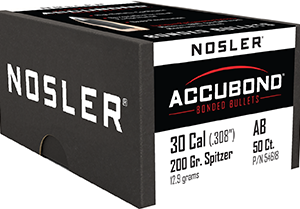 Nosler AccuBond Bullets .30 Cal. 200 gr. Spitzer Point 50 pk.