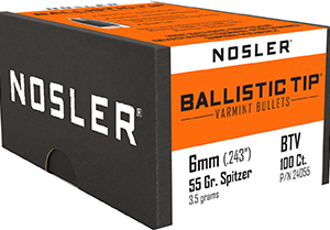 Nosler Ballistic Tip Varmint Bullets 6mm 55 gr. Spitzer Point 50 pk.