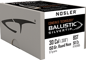 Nosler Ballistic Silvertip Hunting Bullets .30 Cal. 150 gr. Round Nose 50 pk.