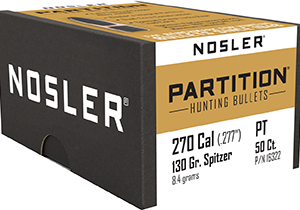 Nosler Partition Bullets .270 Cal. 130 gr. Spitzer Point 50 pk.